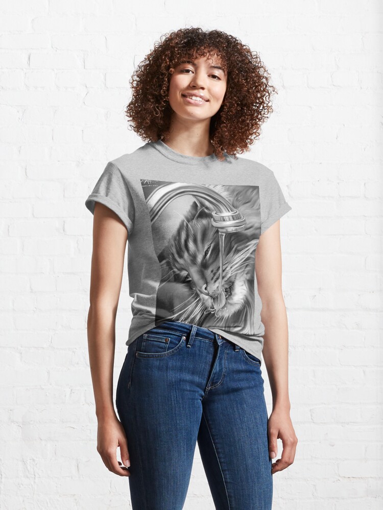 Thumbnail 4 of 7, Classic T-Shirt, Cat Drink designed and sold by wayneflint.