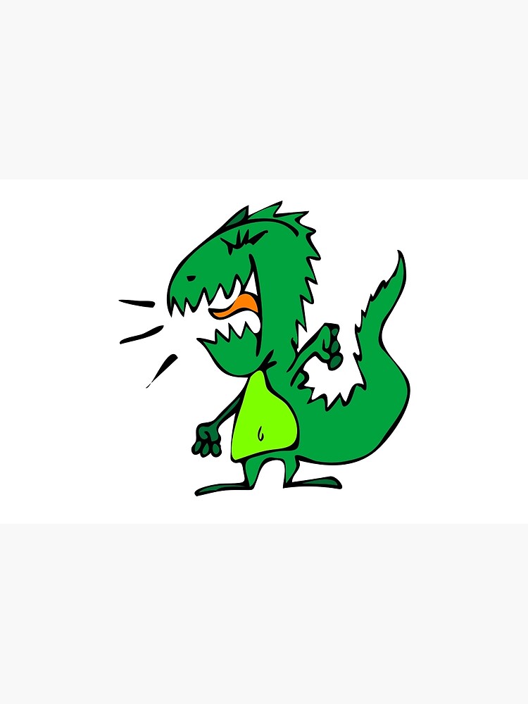 Cute Funny Cartoon Silly Green Dino Monster Character Doodle Animal Drawing  