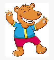 Cute Funny Cartoon Silly Teddy Bear Character Doodle Animal Drawing Photographic Print