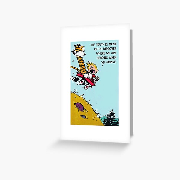 Calvin And Hobbes Riding Greeting Card
