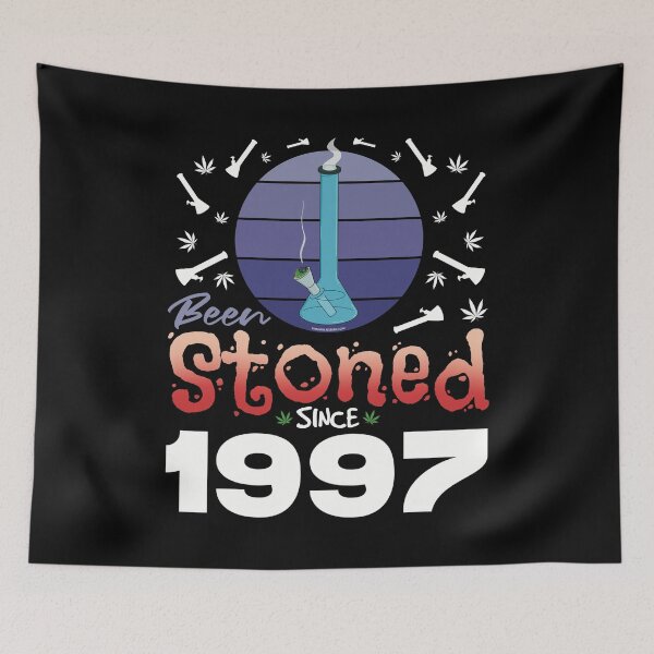 Item preview, Been stoned since 1997 (Purple retro vintage sunset with bong) designed and sold by YomeHayin.