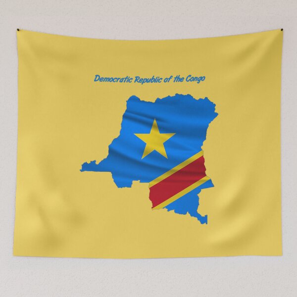 Item preview, Wavy Congo Flag Inside Democratic Republic of the Congo Map designed and sold by mashmosh.