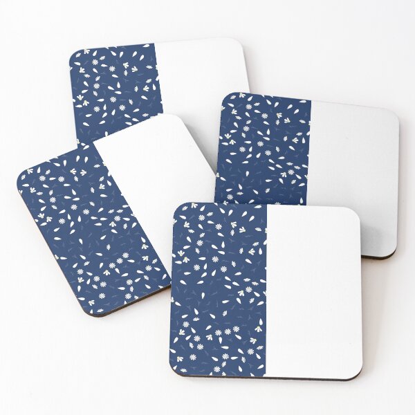 Item preview, White Chamomile Leaves on Vertical Split White and Sodalite Blue designed and sold by HiddenPuppets.