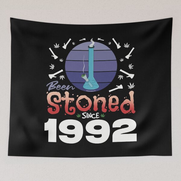 Item preview, Been stoned since 1992 (Purple retro vintage sunset with bong) designed and sold by YomeHayin.