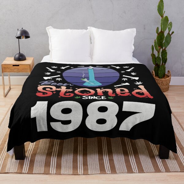 Item preview, Been stoned since 1987 (Purple retro vintage sunset with bong) designed and sold by YomeHayin.
