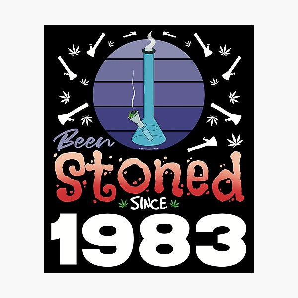 Item preview, Been stoned since 1983 (Purple retro vintage sunset with bong) designed and sold by YomeHayin.