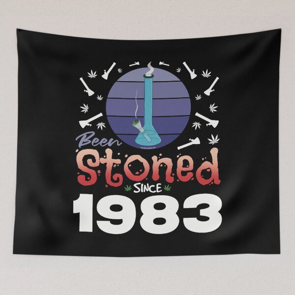 Item preview, Been stoned since 1983 (Purple retro vintage sunset with bong) designed and sold by YomeHayin.