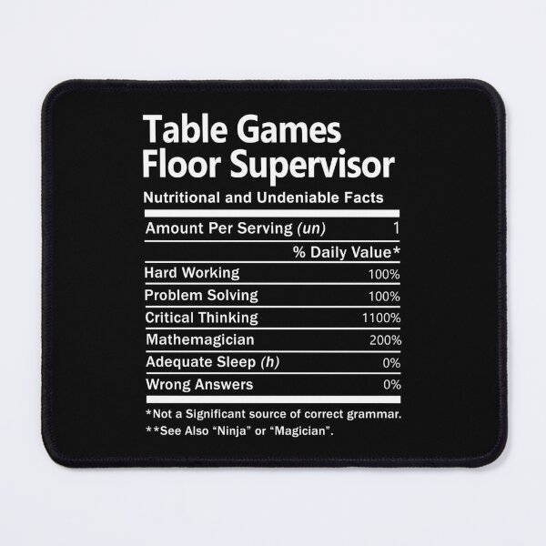 Item preview, Table Games Floor Supervisor  T Shirt - Nutrition Factors Job Gift Item Tee designed and sold by rolandchel.