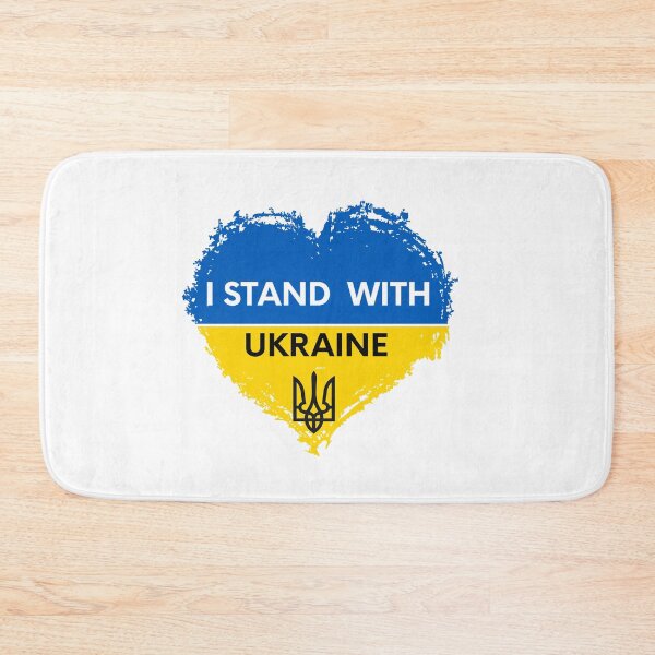 Aperçu de l'œuvre Je me tiens avec l'Ukraine et le drapeau ukrainien Heart Support Ukraine créée et vendue par ZANNIX.