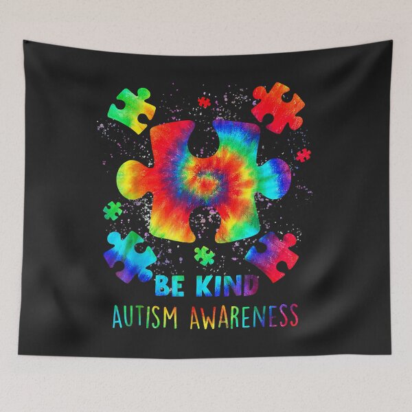 Item preview, Be Kind Puzzle Pieces Tie Dye Autism Awareness designed and sold by DahlilaJo.