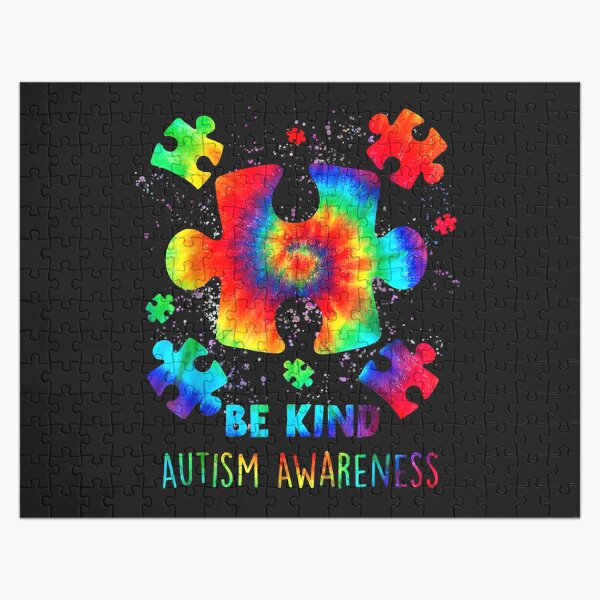 Item preview, Be Kind Puzzle Pieces Tie Dye Autism Awareness designed and sold by DahlilaJo.