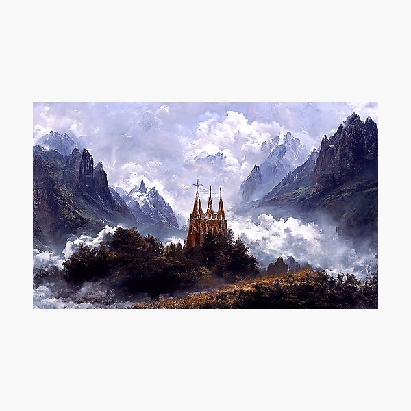 Item preview, Gothic Cathedral among the mountains designed and sold by AM FineArtPrints.