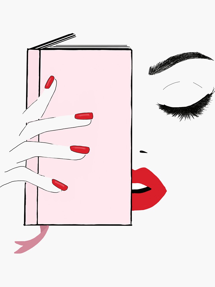 Thumbnail 3 von 3, Sticker, Lashes, Lips, Fingertips & a good book designt und verkauft von joandarlingsbks.