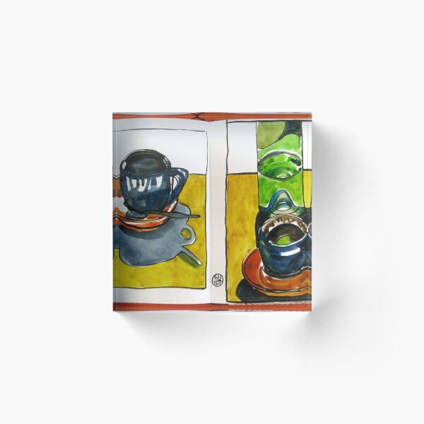 Black coffee and water bottle Acrylic Block