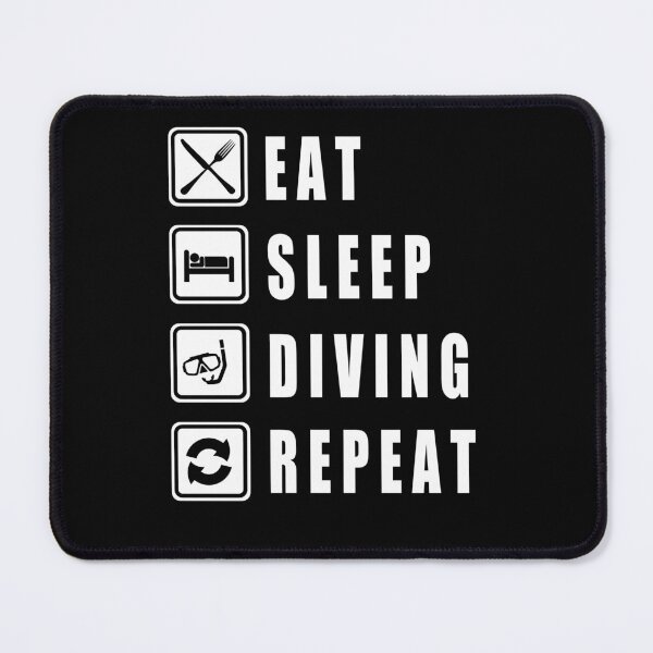 Item preview, EAT SLEEP DIVING REPEAT - classic black and white font - awesome designed and sold by vooART.
