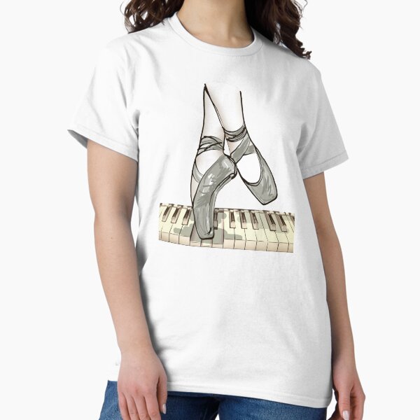 Item preview, On Pointe On Piano - Ballet shoes - Ballerina standing on pointe on piano keys designed and sold by KoolDsignsMUSIC.