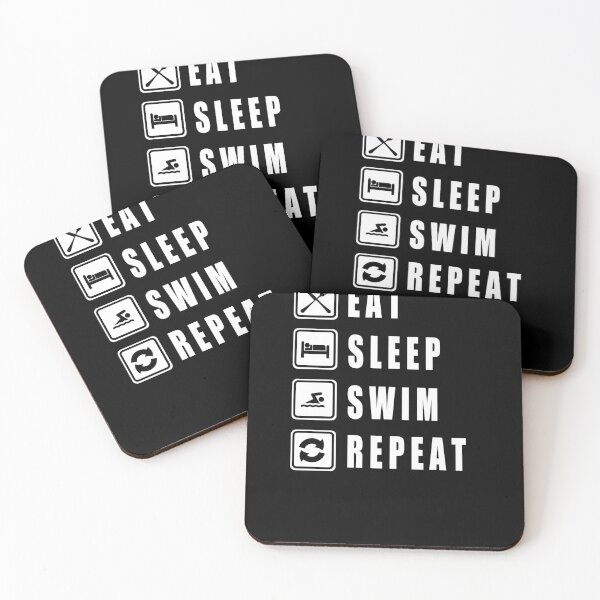 Aperçu de l'œuvre EAT SLEEP SWIM REPEAT - police classique en noir et blanc - génial créée et vendue par vooART.