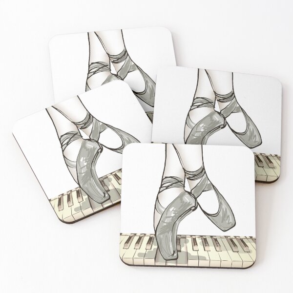 Item preview, On Pointe On Piano - Ballet shoes - Ballerina standing on pointe on piano keys designed and sold by KoolDsignsDANCE.