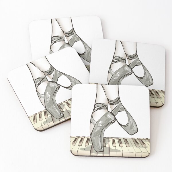 Item preview, On Pointe On Piano - Ballet shoes - Ballerina standing on pointe on piano keys designed and sold by KoolDsignsMUSIC.