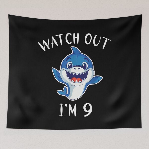 Item preview, Watch Out I Am 9 Years Old Shark Kids  designed and sold by brita797.