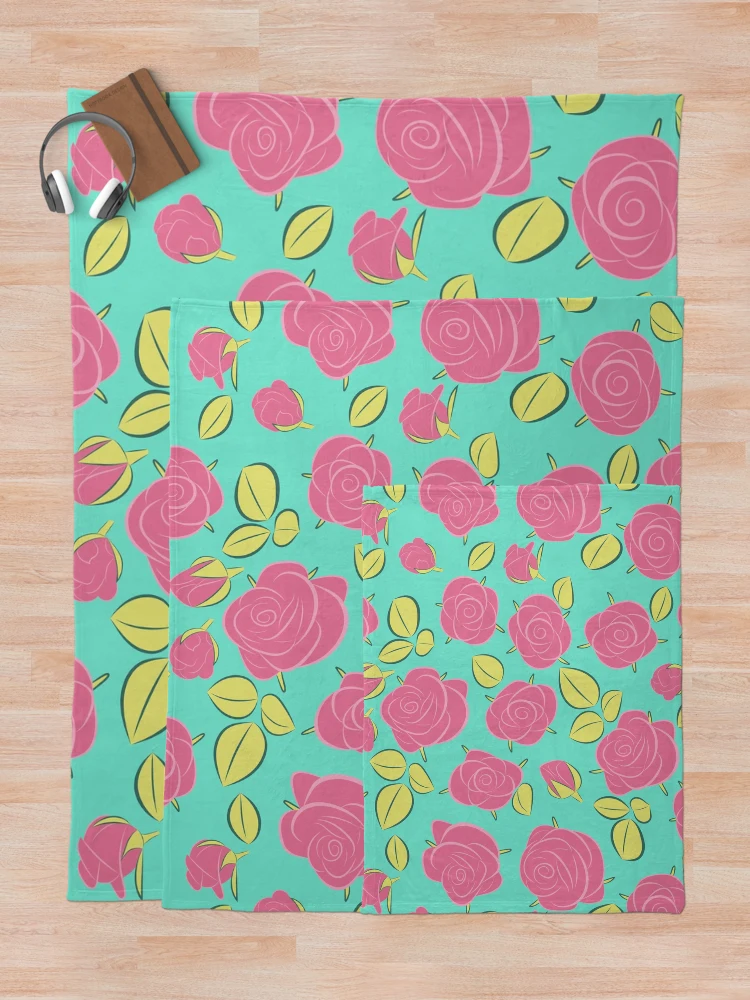 Thumbnail 5 of 6, Throw Blanket, Pink Roses Pattern - Cute designed and sold by Hic21.