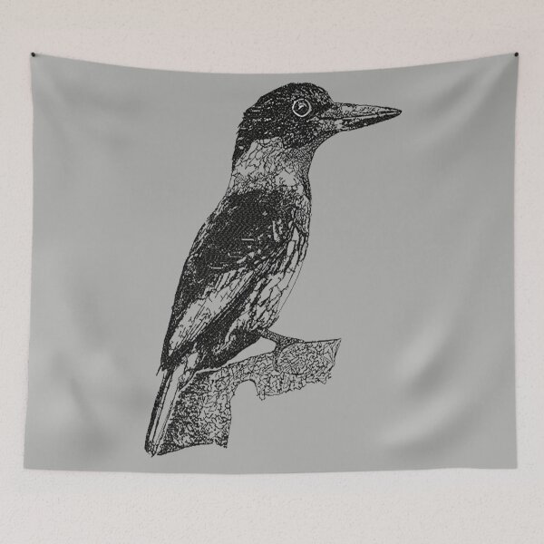 Item preview, Machine embroidery, Beautifully Embroidered Monochrome Bird, Stitch crafting, unique embroidered art designed and sold by RudolphBarnard.