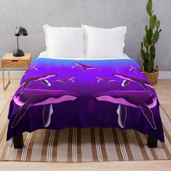 Item preview, Humpback Whales in a shimmering purple ocean designed and sold by Only1helen.