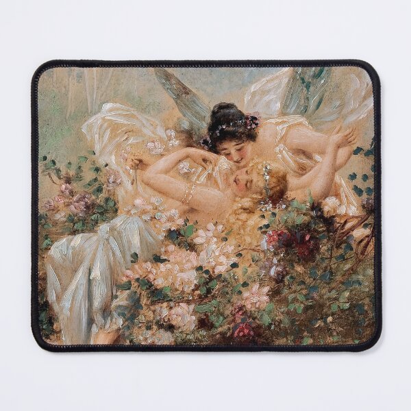 Item preview, Two Fairies Embracing in a Landscape with a Swan by Hans Zatzka designed and sold by AestheticsXarts.