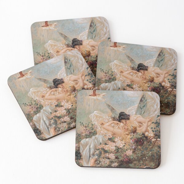 Item preview, Two Fairies Embracing in a Landscape with a Swan by Hans Zatzka designed and sold by AestheticsXarts.