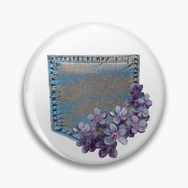 Item preview, Shabby Chic Vintage Denim Pocket with Purple Floral Patch designed and sold by DelynCreates.