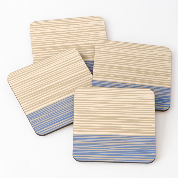 Item preview, Natural Stripes Modern Minimalist Colour Block in Blue and Oat Beige designed and sold by kierkegaard.