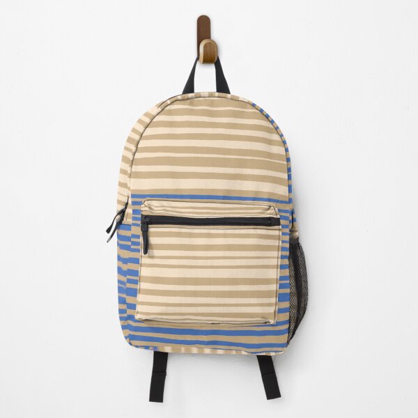 Item preview, Natural Stripes Modern Minimalist Colour Block in Blue and Oat Beige designed and sold by kierkegaard.