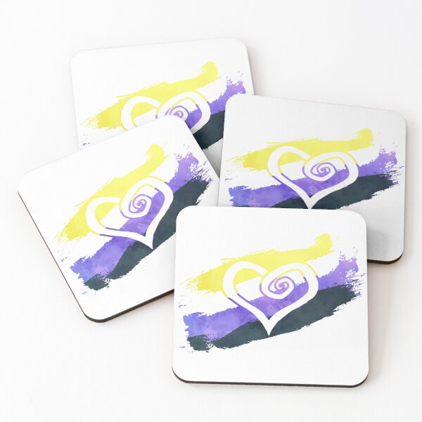 Item preview, Nonbinary heart - Watercolor flag - LGBTQ love designed and sold by PraetorianX.