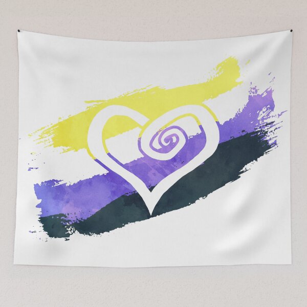 Item preview, Nonbinary heart - Watercolor flag - LGBTQ love designed and sold by PraetorianX.
