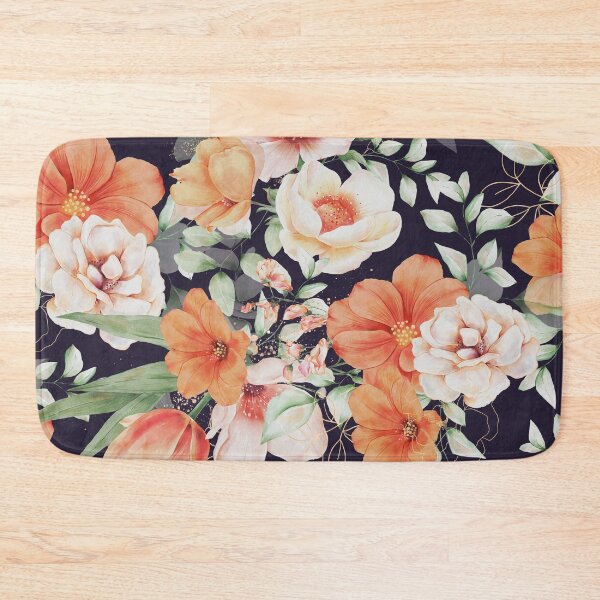 Artikelvorschau, Peach Florals with Painted Speckles on Dark Purple entworfen und verkauft von meggydesigns.