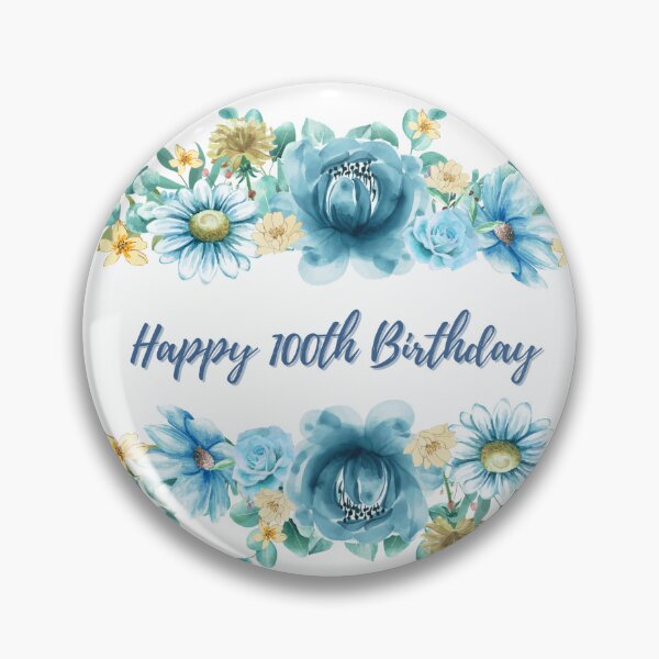 Item preview, Happy 100th Birthday Floral Fancies in Blue and Lemon designed and sold by OByD.
