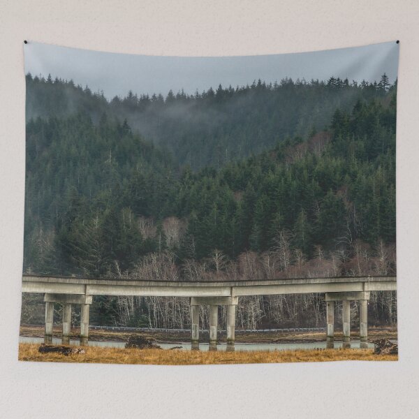 Item preview, Forest Fog Bridge - trees water vintage pacific northwest landscape photography travel bridges designed and sold by travel101.