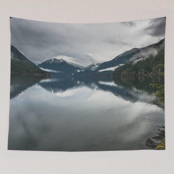 Item preview, Fog Mountains Lake Reflection - Olympic NP - foggy trees mountains tree adventure misty travel 4 designed and sold by travel101.