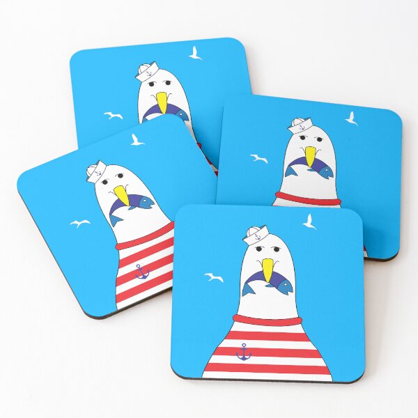 Item preview, Funny Sailor Seagull Eating Fish designed and sold by HotHibiscus.