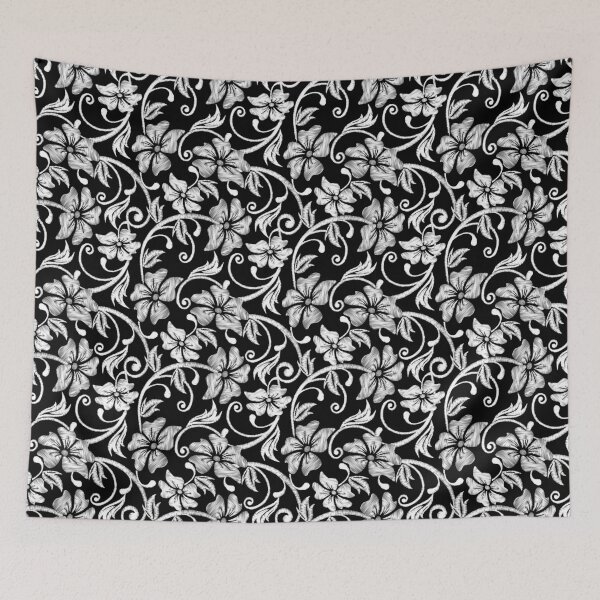 Item preview, White printed hibiscus embroidery designed and sold by AdamFahey.