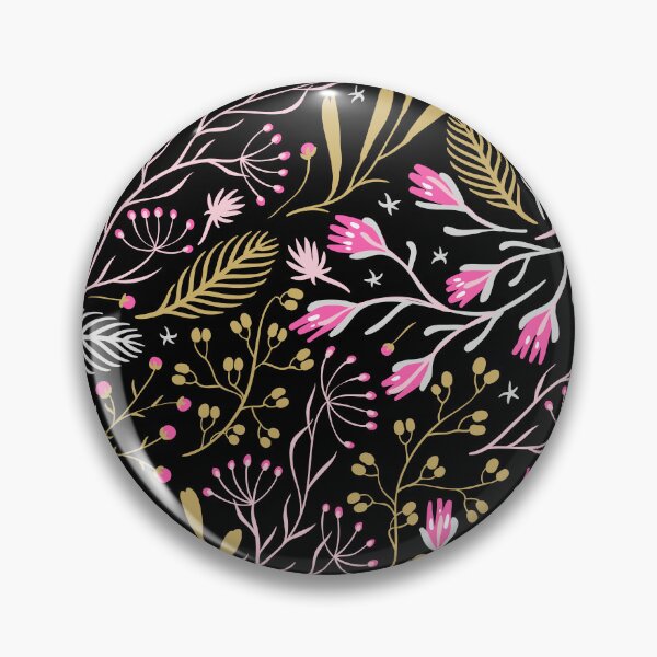 Item preview, Black And Pink Swirly Botanical Wildflowers Pattern designed and sold by RihabPrint.