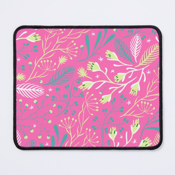 Item preview, Hot Pink Swirly Botanical Wildflowers Pattern Leaves designed and sold by RihabPrint.