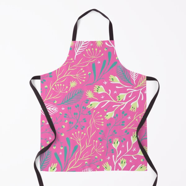 Item preview, Hot Pink Swirly Botanical Wildflowers Pattern Leaves designed and sold by RihabPrint.