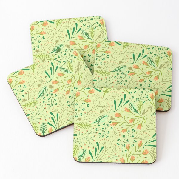 Item preview, Green Swirly Botanical Wildflowers Pattern Leaves designed and sold by RihabPrint.