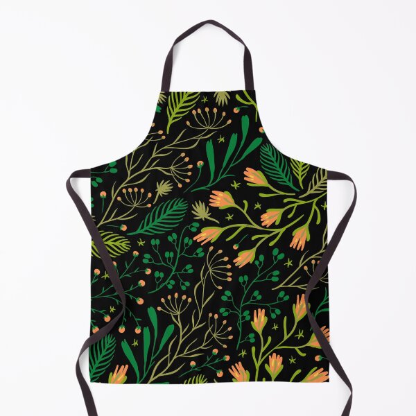 Item preview, Black And Green Swirly Botanical Wildflowers Pattern Leaves designed and sold by RihabPrint.