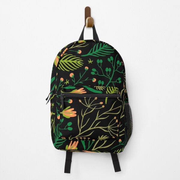 Item preview, Black And Green Swirly Botanical Wildflowers Pattern Leaves designed and sold by RihabPrint.