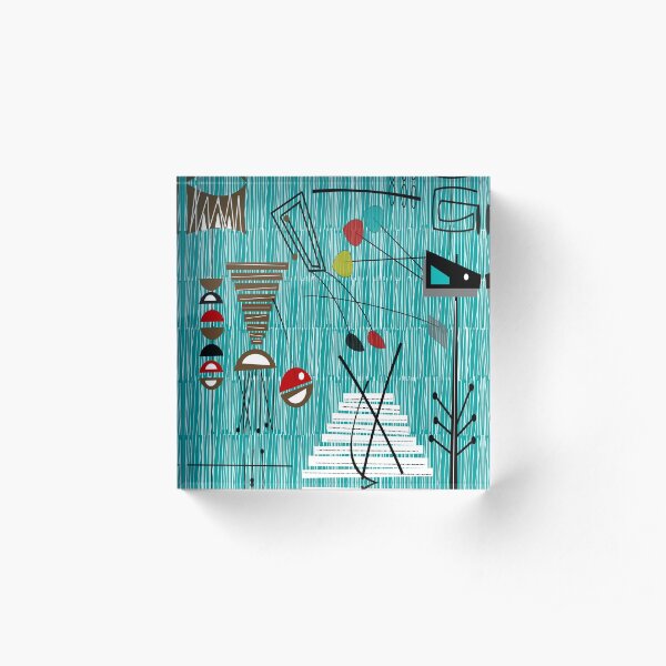 Mid-Century Tiki Tok Acrylic Block