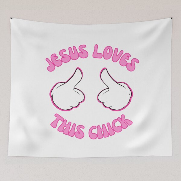 Item preview, Funny Jesus loves this chick, pointing thumbs designed and sold by Emily Roberts.
