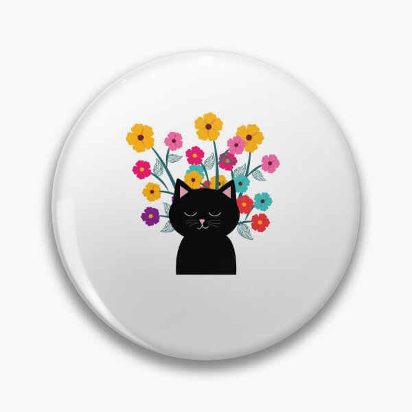 Item preview, Black cat with flowers designed and sold by unique things.