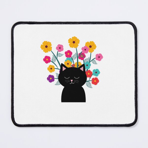 Item preview, Black cat with flowers designed and sold by unique things.